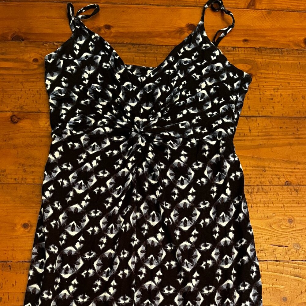 Ruched Front Abstract Print Midi Dress